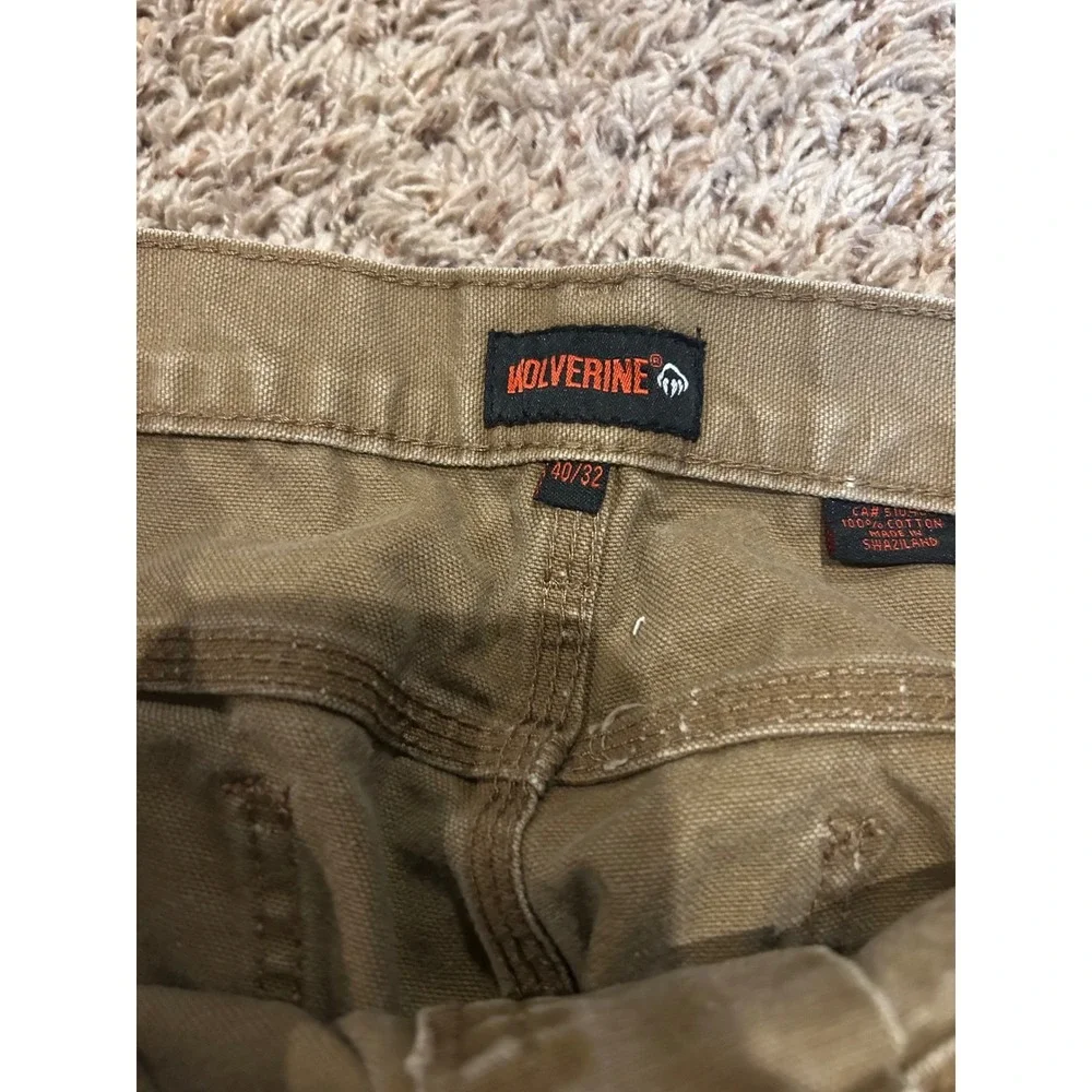 Wolverine Mens Brown‎ Canvas Work Pants 40x32 Rugged Duck Carpenter Utility
